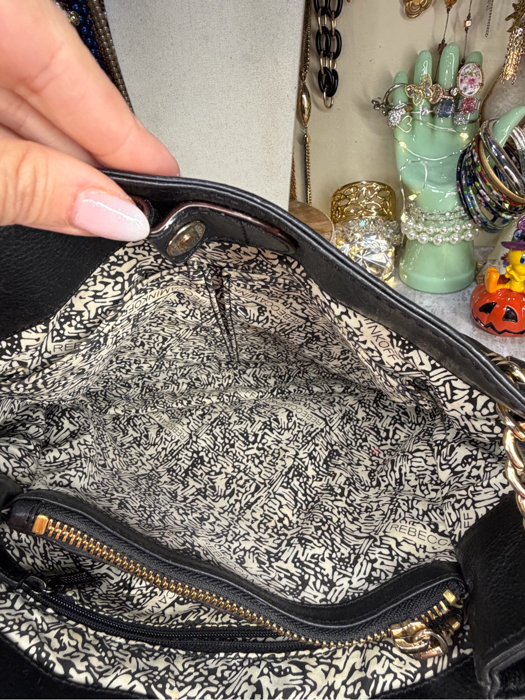 Rebecca Minkoff Swing Convertible Purse Black Leather Chain Strap Vintage Bag — image 4 of 8